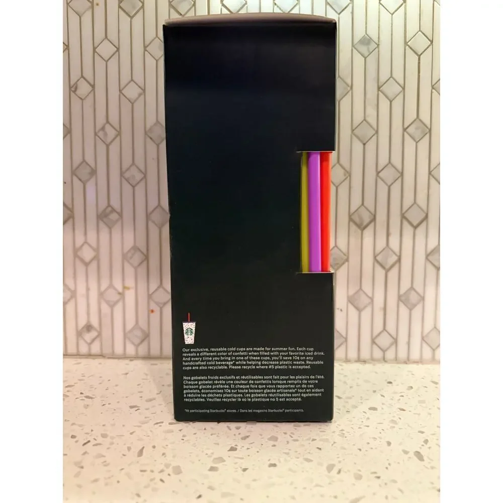 Starbucks Summer 2021 Color Change Confetti Reusable Cold Cups Pack of 5 Cups